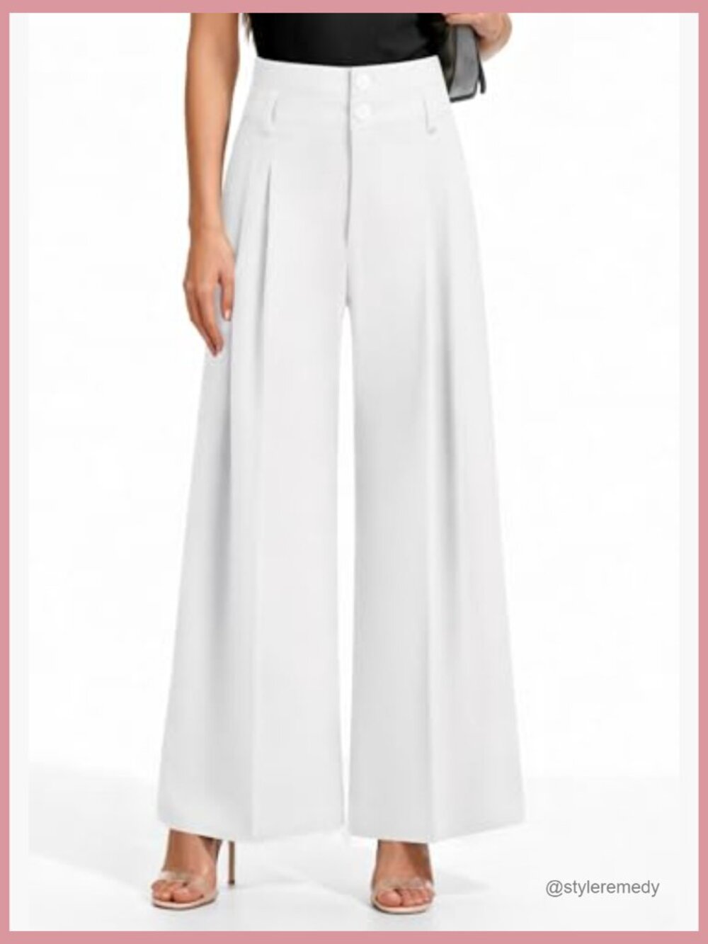100% Polyester Wide Leg Palazzo Pants High Waist Pleated Work Casual - Picture 4 of 7